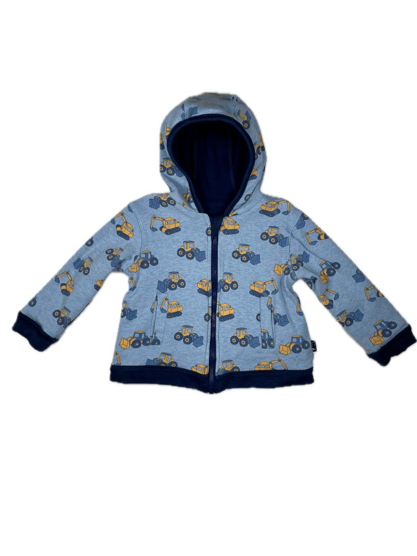 12-18 mo JoJo Maman Bébé, Blue, Reversible applique construction hoodie