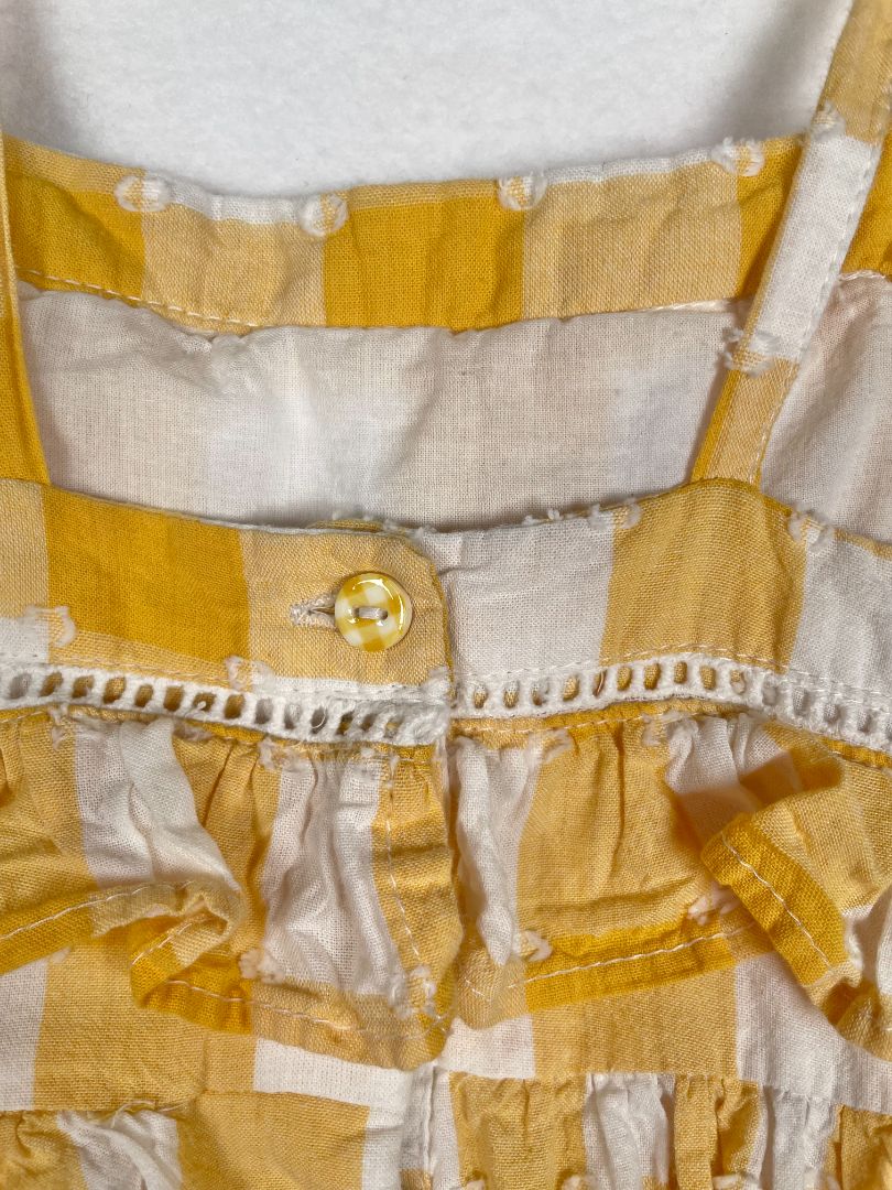 4/4T Tommy Bahama, Yellow, Spaghetti-strap gingham dress with ruffles and trim