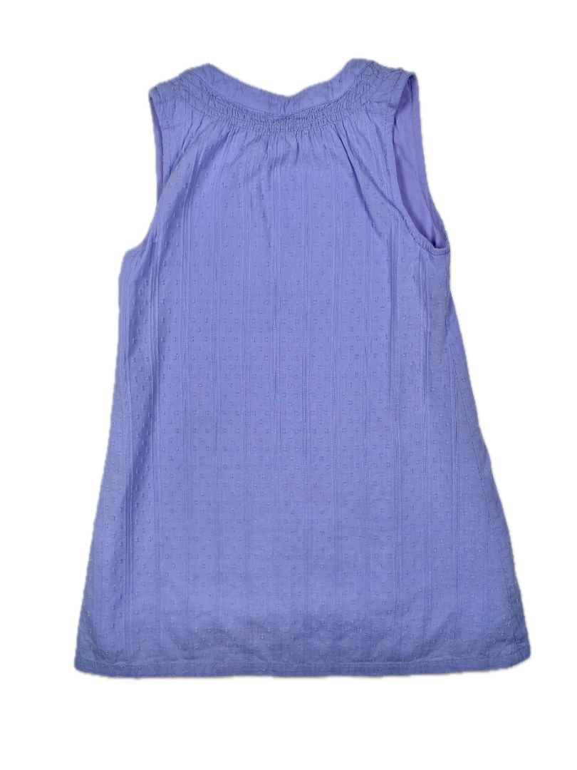 4/4T Duffield Lane, Purple, Sleeveless swiss dot button-neck dress, lined, side zip