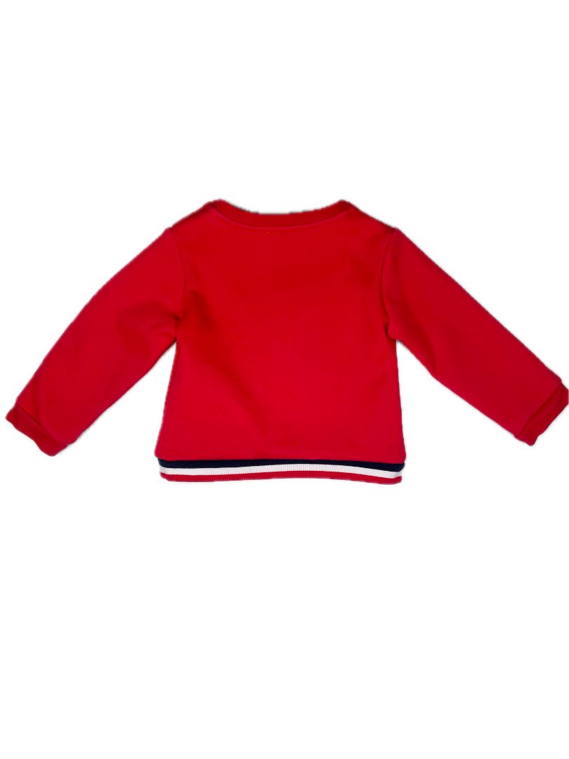 24 mo Jacadi, Red, Sweatshirt w/ dog and striped band