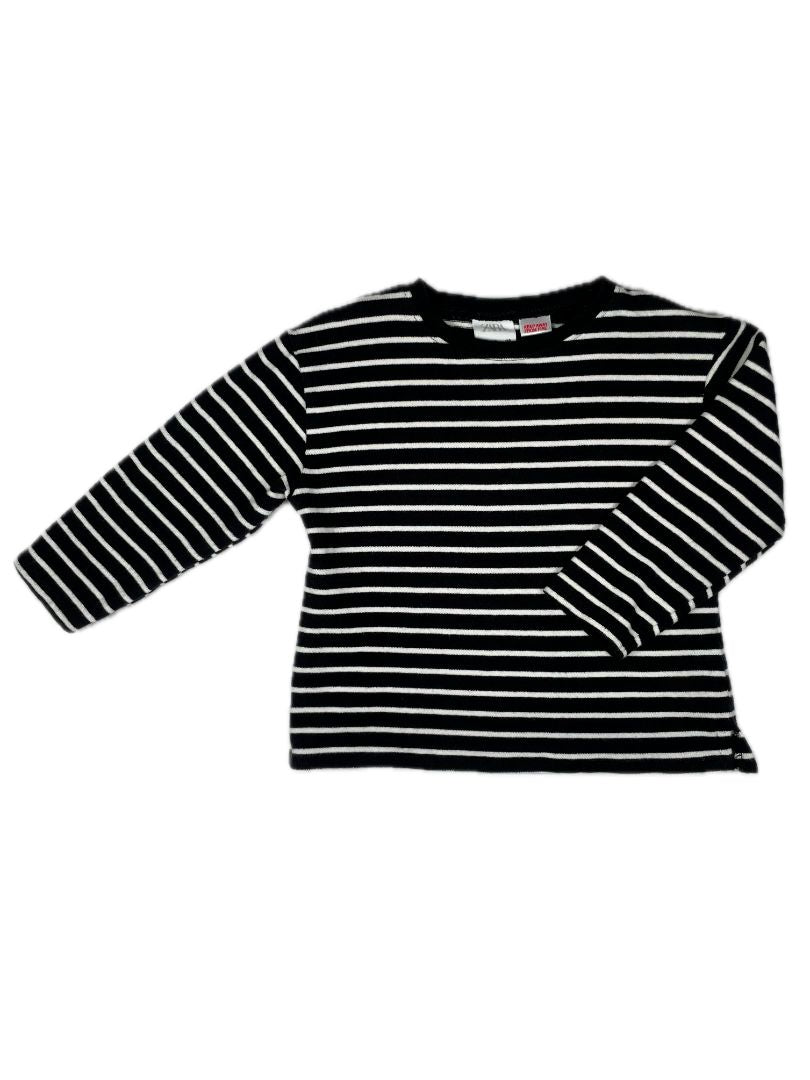 2-3 Zara, Black, Long-sleeve heavy cotton black & white striped shirt