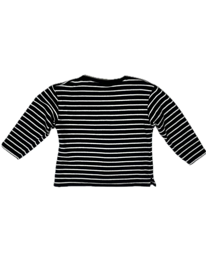 2-3 Zara, Black, Long-sleeve heavy cotton black & white striped shirt