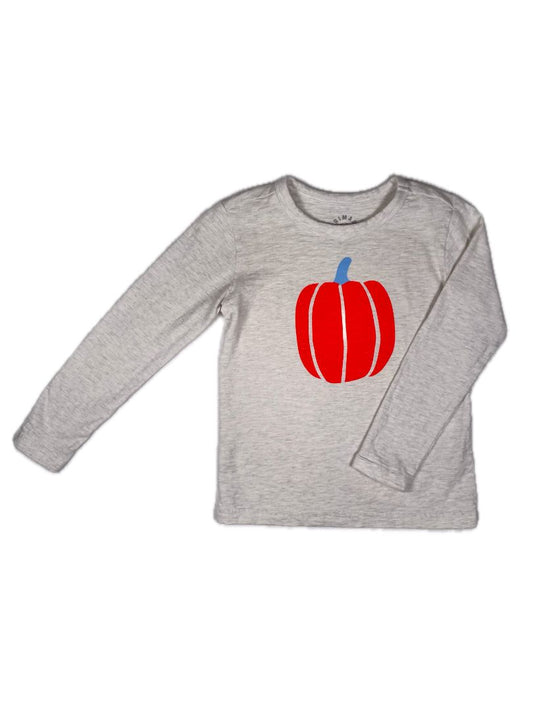 4/4T Primary, Cream, Long-sleeve shirt w/ pumpkin