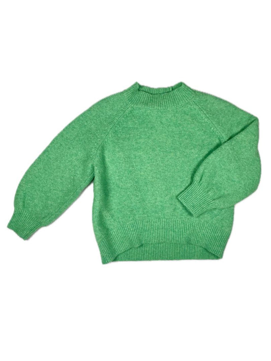 2-3 Zara, Green, Solid mock-neck sweater, raglan seams