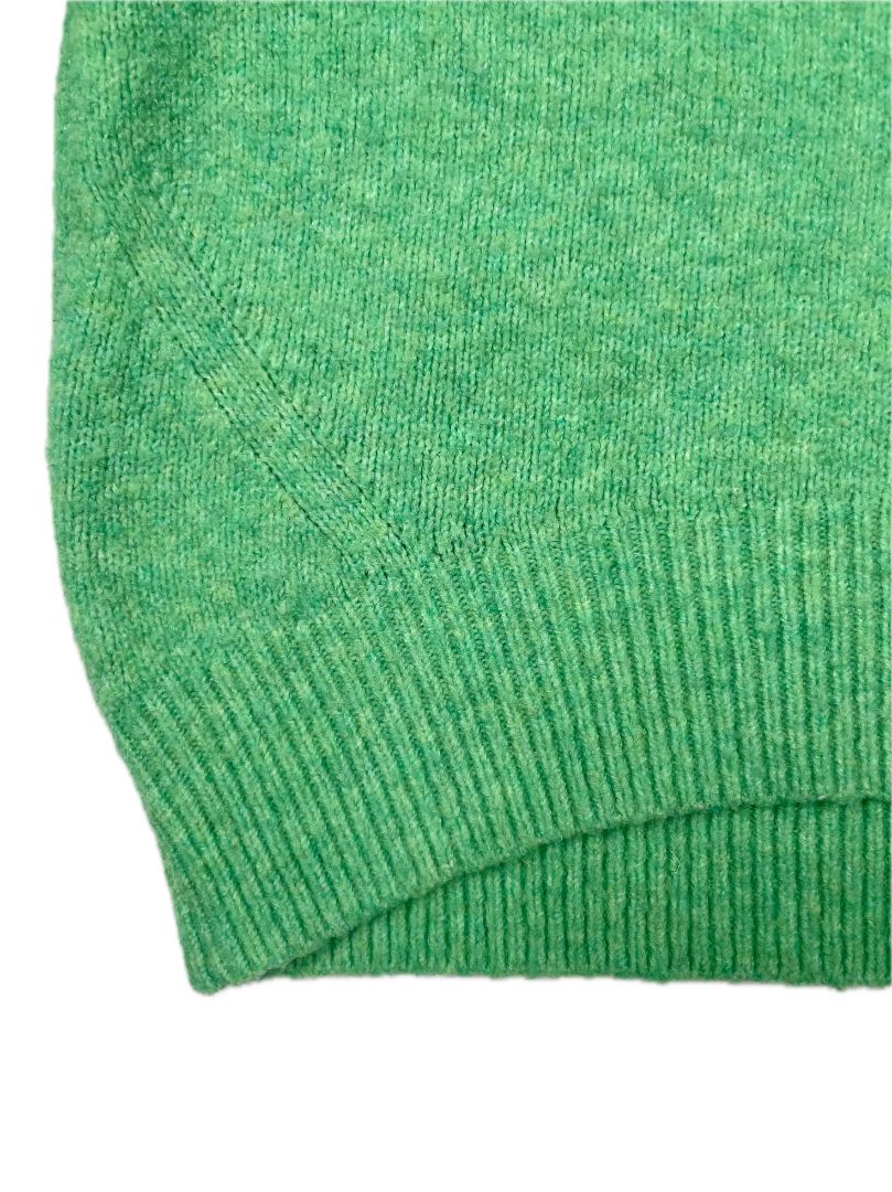 2-3 Zara, Green, Solid mock-neck sweater, raglan seams