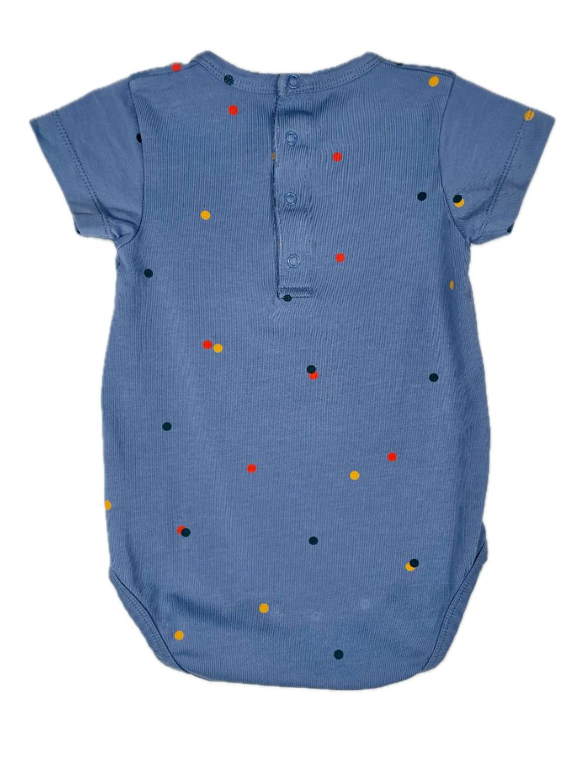 12 mo Tiny Cottons, Blue, Confetti print short-sleeve onesie, soft pima cotton