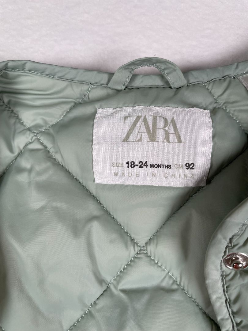 18-24 mo Zara, Green, Soft diamond-quilted vest w/ snaps