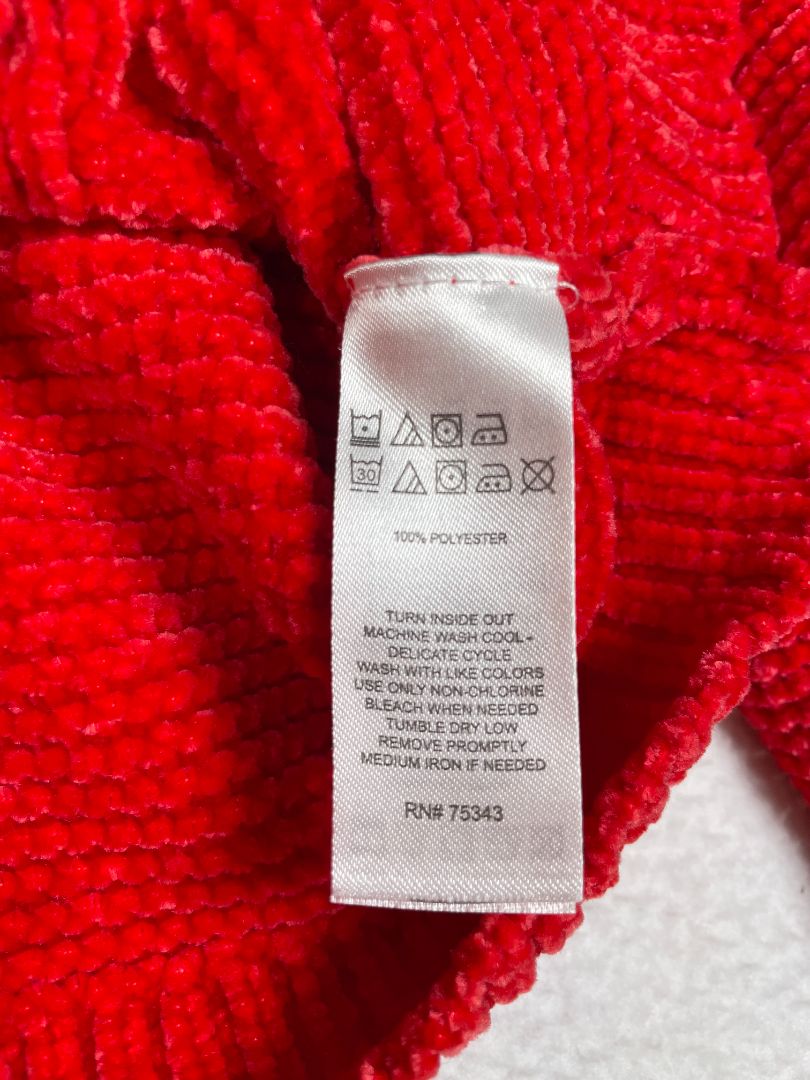 3/3T, Tommy Bahama, Red, Cable knit chenille sweater, scallop hem