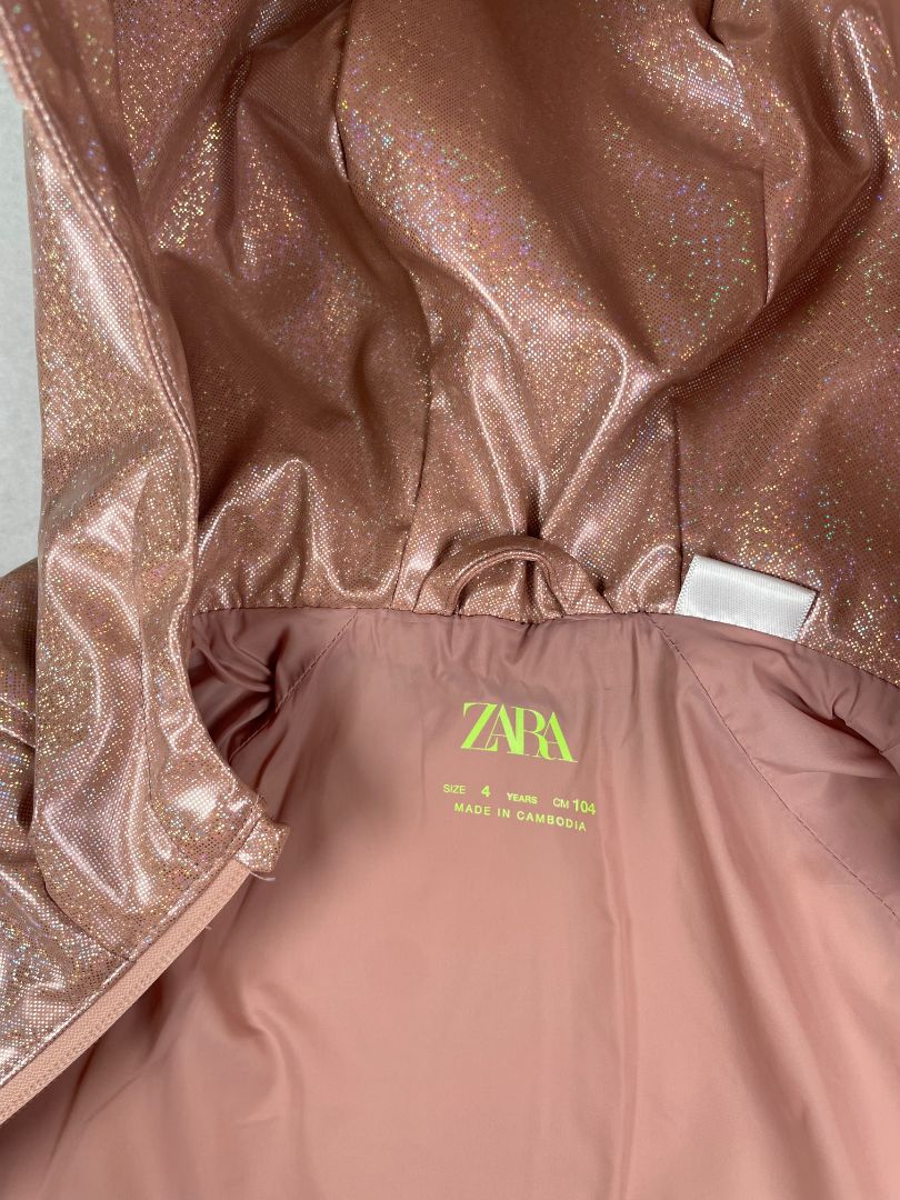 4/4T Zara, Pink, Rubberized shimmery raincoat