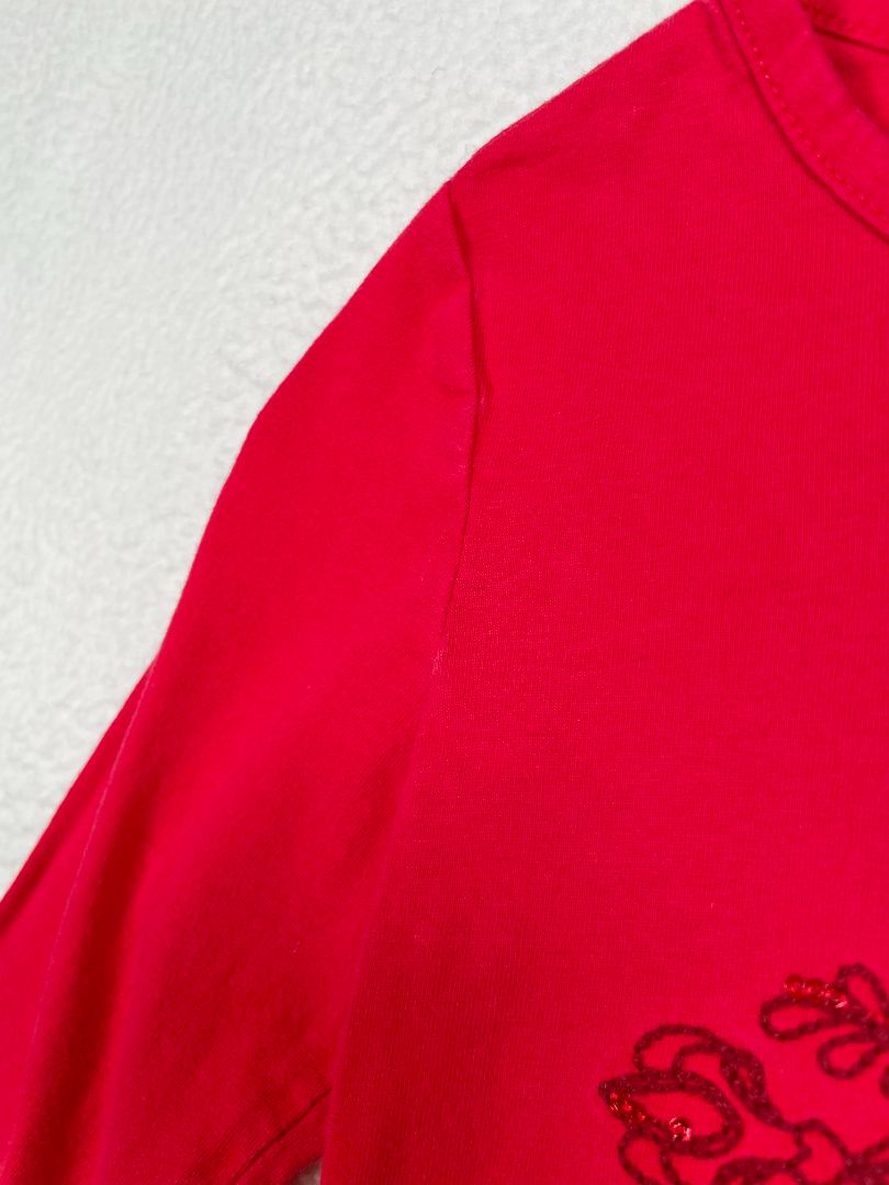 5/5T, OshKosh B'Gosh, Red, Long-sleeve shirt w/ embroidered snowflake, red sequins
