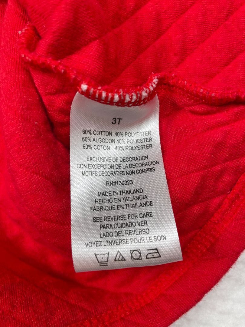 3/3T, Kids Headquarters, Red, Long-sleeve quilted shirt, embroidered flowers at yoke
