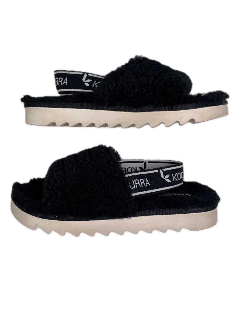 13 Koolaburra by UGG, Black, Fuzz'n sandals, faux fur with elastic strap