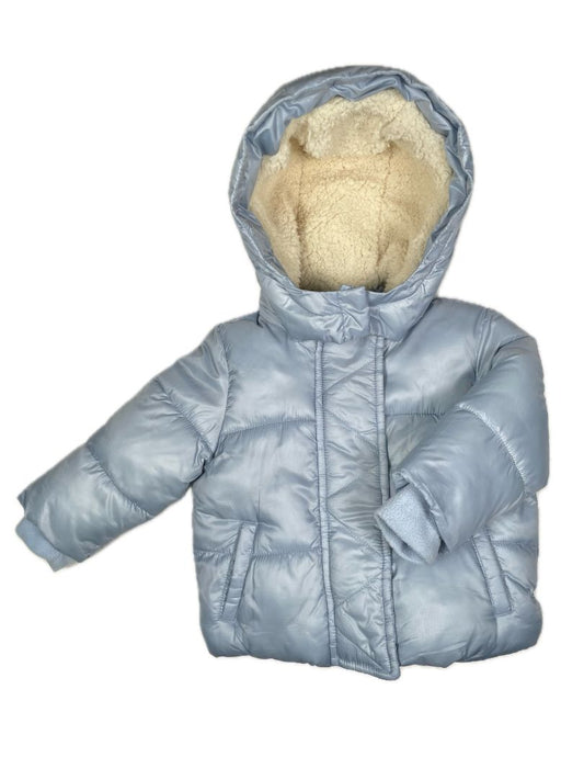 12-18 mo babyGap, Blue, Shearling-lined shiny winter puffer jacket