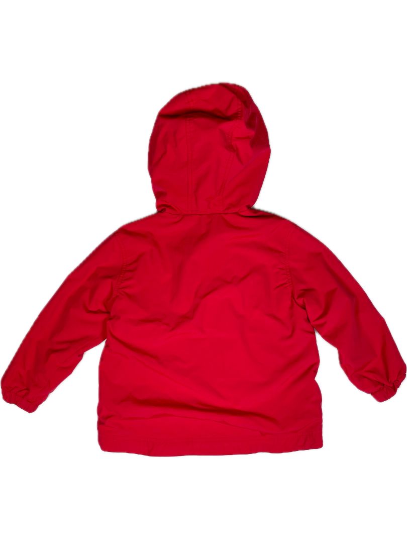 4/4T Hanna Andersson, Red, Lightweight water-resistant zip-up hoodie, navy striped cotton lining