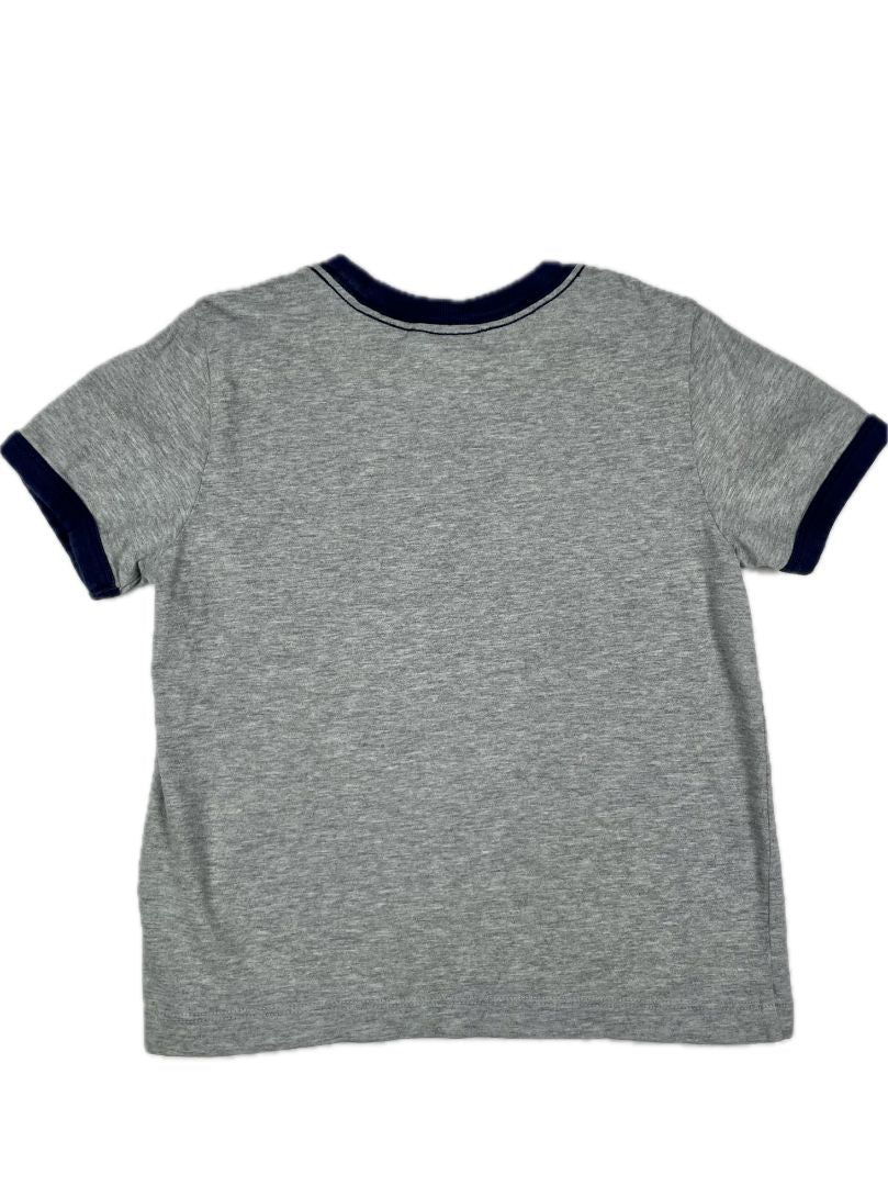 4/4T Hanna Andersson, Grey, Short-sleeve chameleon t-shirt w/ navy bands