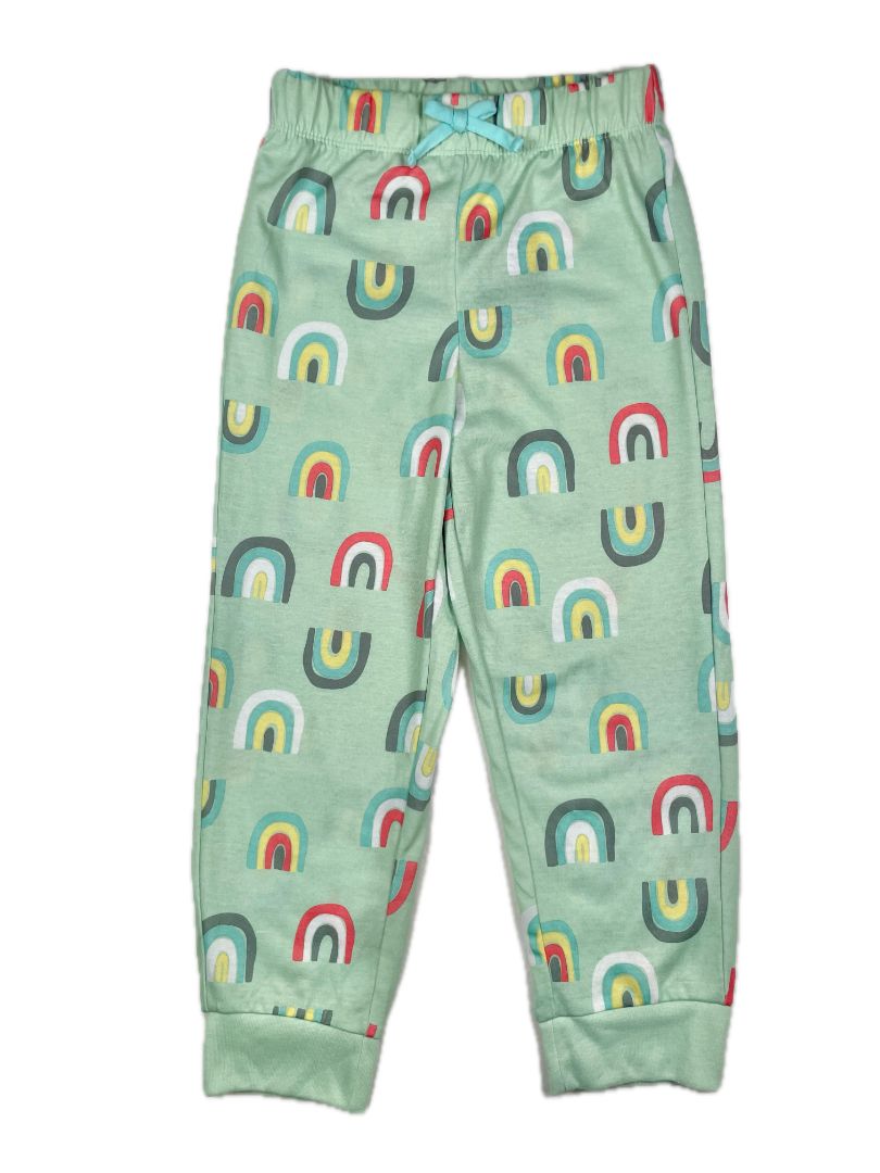 5-6 Eddie Bauer, Green, Rainbow print elastic waist pajama pants