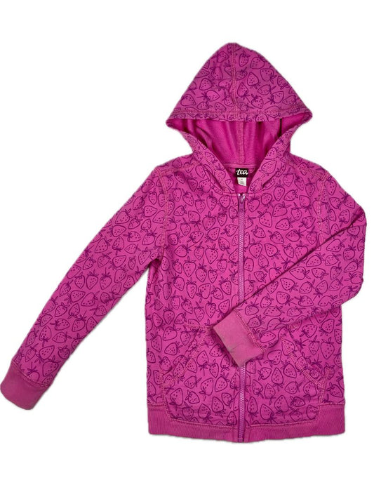 6 Tea Collection, Pink, Strawberry print zip-up hoodie