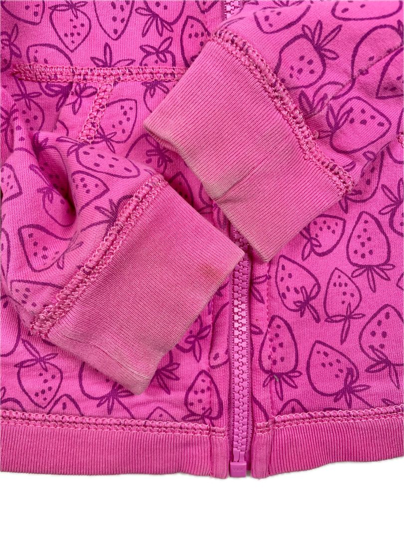 6 Tea Collection, Pink, Strawberry print zip-up hoodie