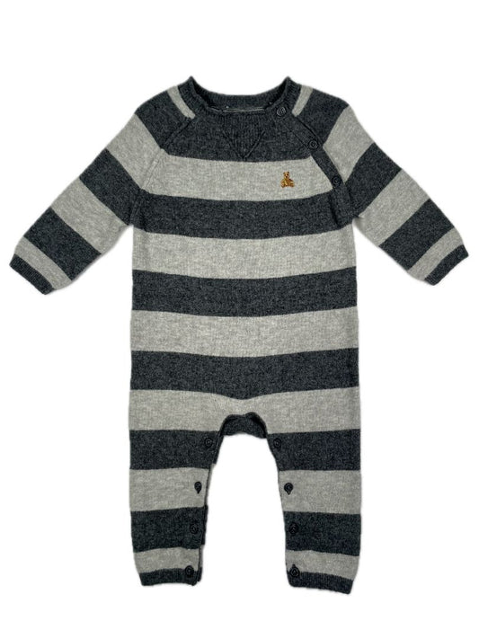 3-6 mo babyGap, Grey, Cozy striped coverall w/ buttons