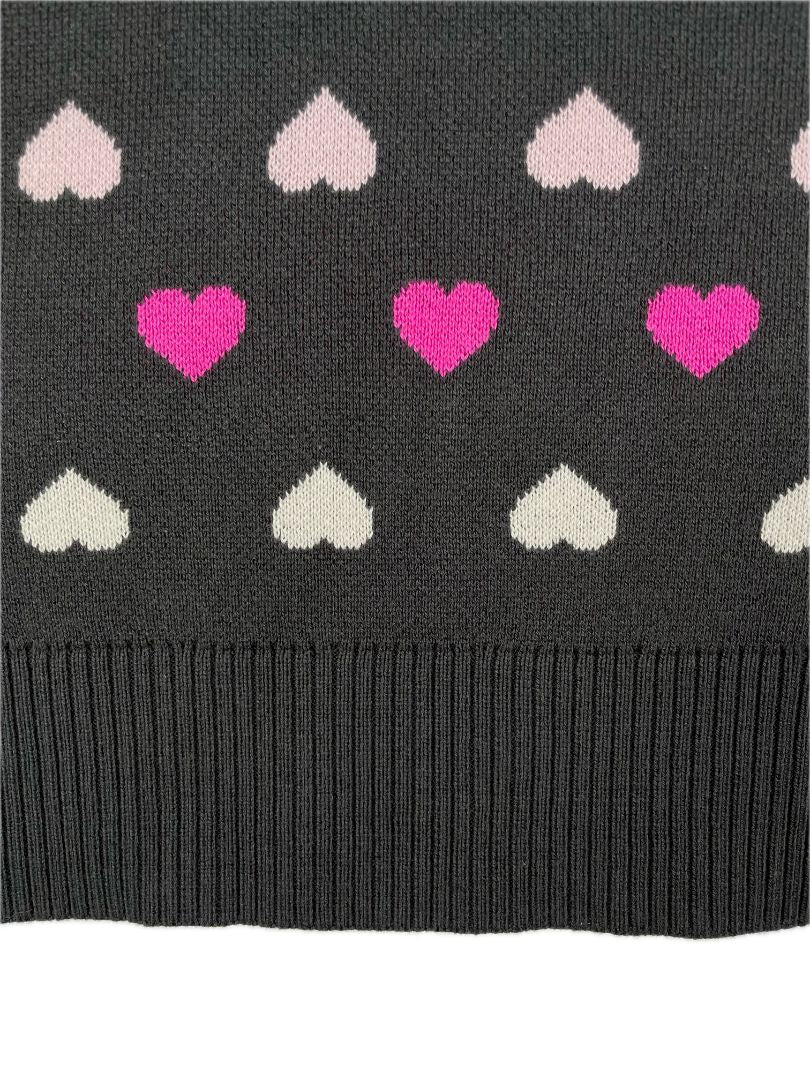 5/5T, babyGap, Grey, NEW w/ tags - Boxy knit heart sweater, pink/light pink/white