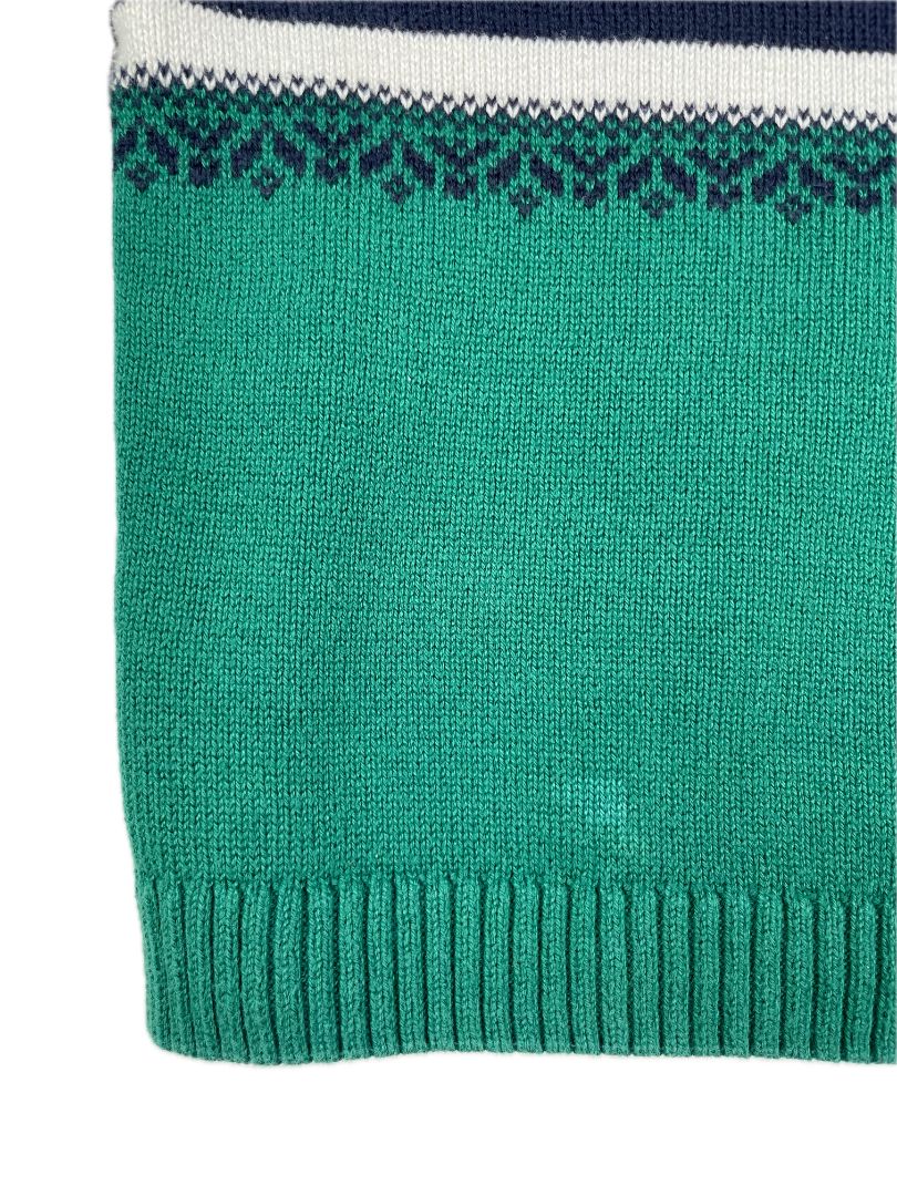2/2T Janie and Jack, Multi, Fair Isle Christmas train sweater, navy/green