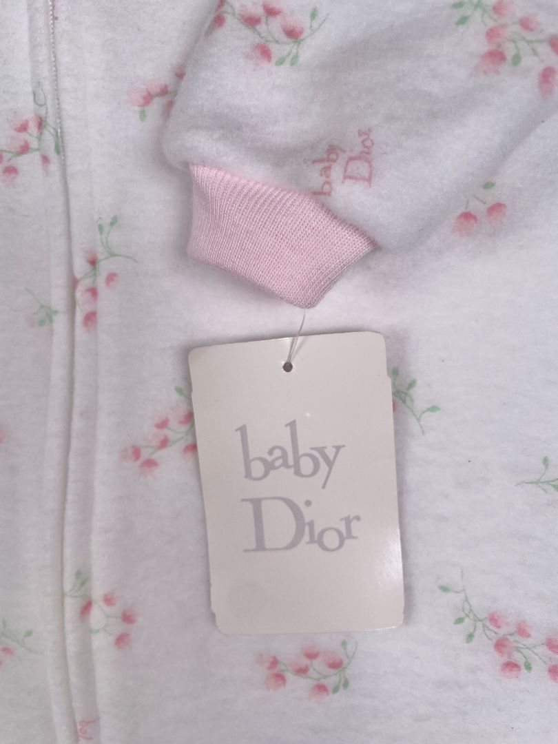 One size, baby Dior, White, NEW w/ tags - vintage fleece zip-up