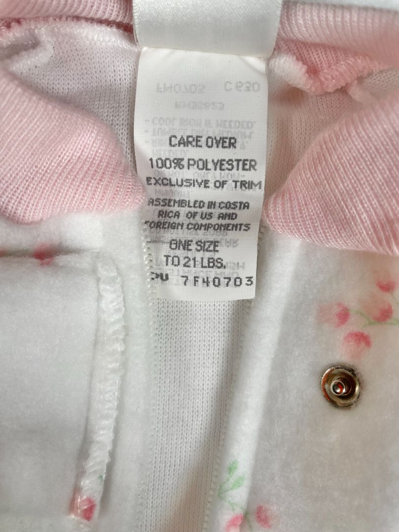 One size, baby Dior, White, NEW w/ tags - vintage fleece zip-up