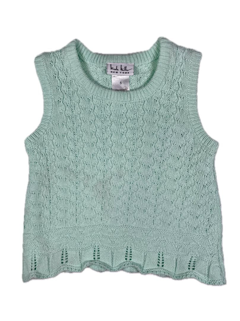 5/5T Nicole Miller, Green, Sleeveless knitted mint sweater vest