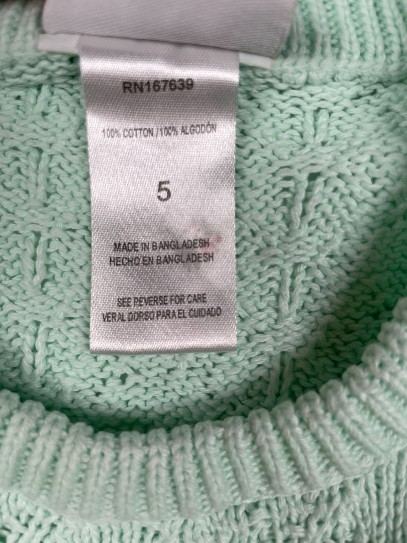 5/5T Nicole Miller, Green, Sleeveless knitted mint sweater vest