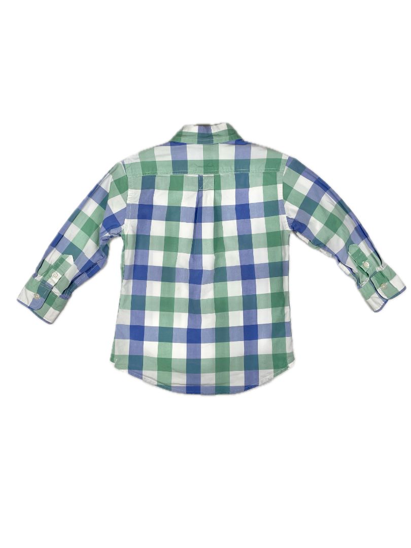 2/2T J.Crew Crewcuts, Green, Long-sleeve plaid button up shirt blue/green