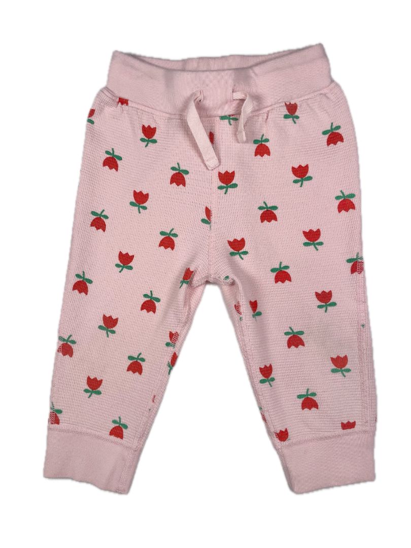 18-24 mo Hanna Andersson, Pink, Red tulip print waffle-knit pull-on pants