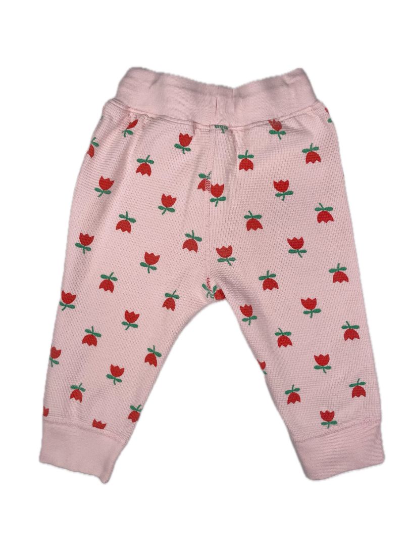 18-24 mo Hanna Andersson, Pink, Red tulip print waffle-knit pull-on pants