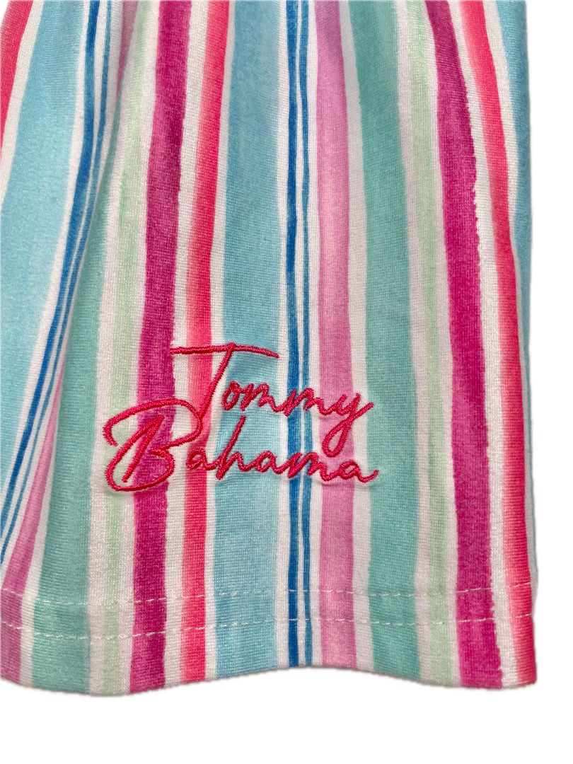 2/2T Tommy Bahama, Multi, Flutter-sleeve vertical-striped dress w/ smocking, pink/blue/gree/purple