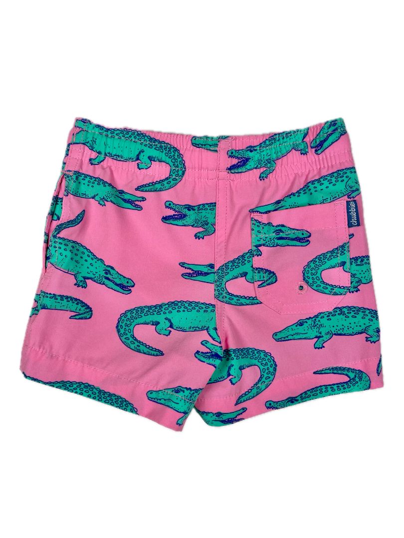 12 mo Chubbies, Pink, Alligator print drawstring classic swim trunk