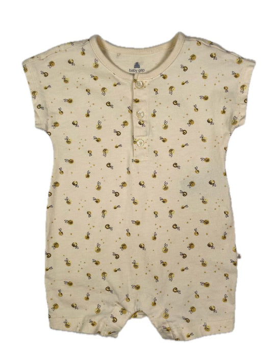 12-18 mo babyGap, Yellow, Short-sleeve/shorts bee print romper w/ button neck