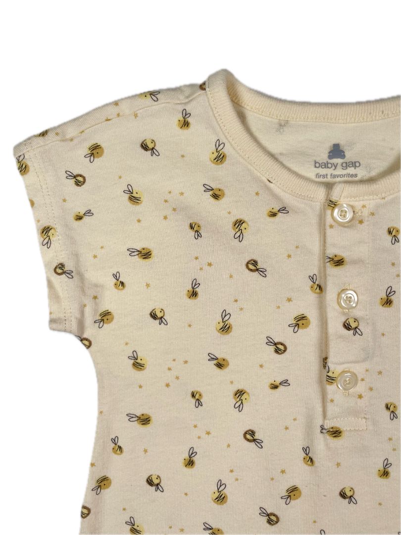 12-18 mo babyGap, Yellow, Short-sleeve/shorts bee print romper w/ button neck