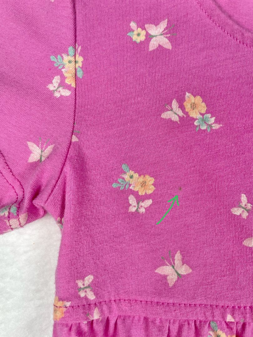 3/3T OshKosh B'Gosh, Pink, Short-sleeve butterfly/flower print shirt, decorative buttons