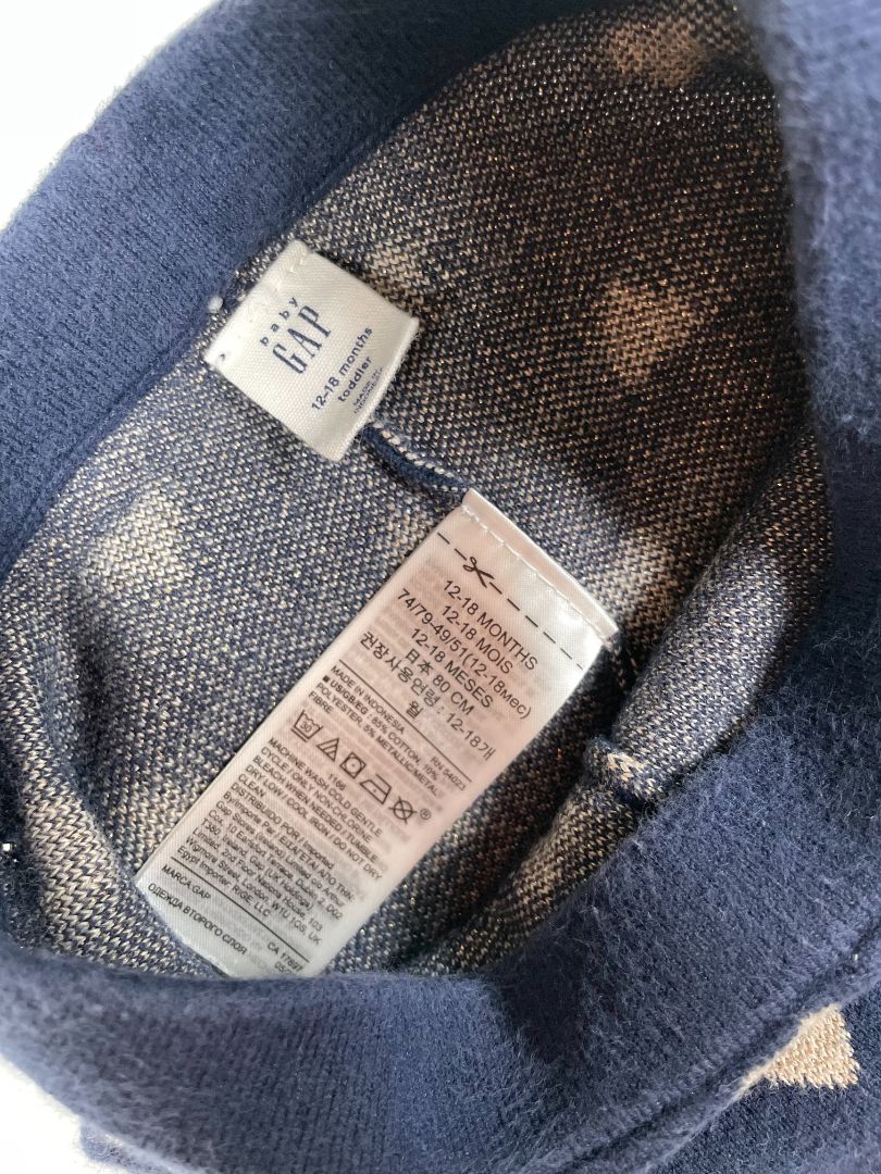 12-18 mo, babyGap, Blue, Pull-on knit leggings with sparkly gold hearts