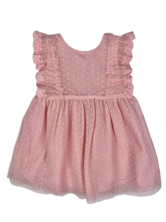 6-12 mo babyGap, Pink, Embroidered/ruffle sleeve dotted tulle dress