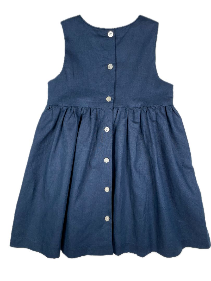 3/3T Olive Juice, Blue, New w/ tags - sleeveless linen/cotton mix dress, button-up back, lined