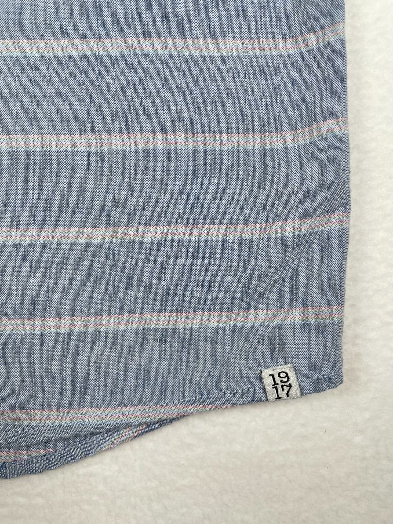 5/5T Sovereign Code, Blue, Short-sleeve striped button-up shirt