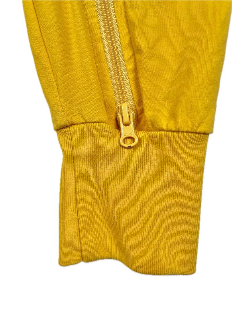 6-12 mo, Teach Leanbh, Yellow, Short-sleeve cotton romper w/ 2-way zipper