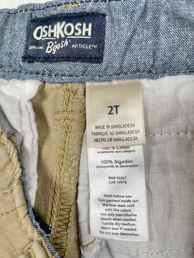 2/2T OshKosh B'Gosh, Brown, Zip-up/button khaki shorts