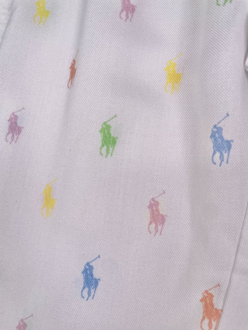 3/3T Polo Ralph Lauren, White, Pastel Polo logo print elastic pajama pants