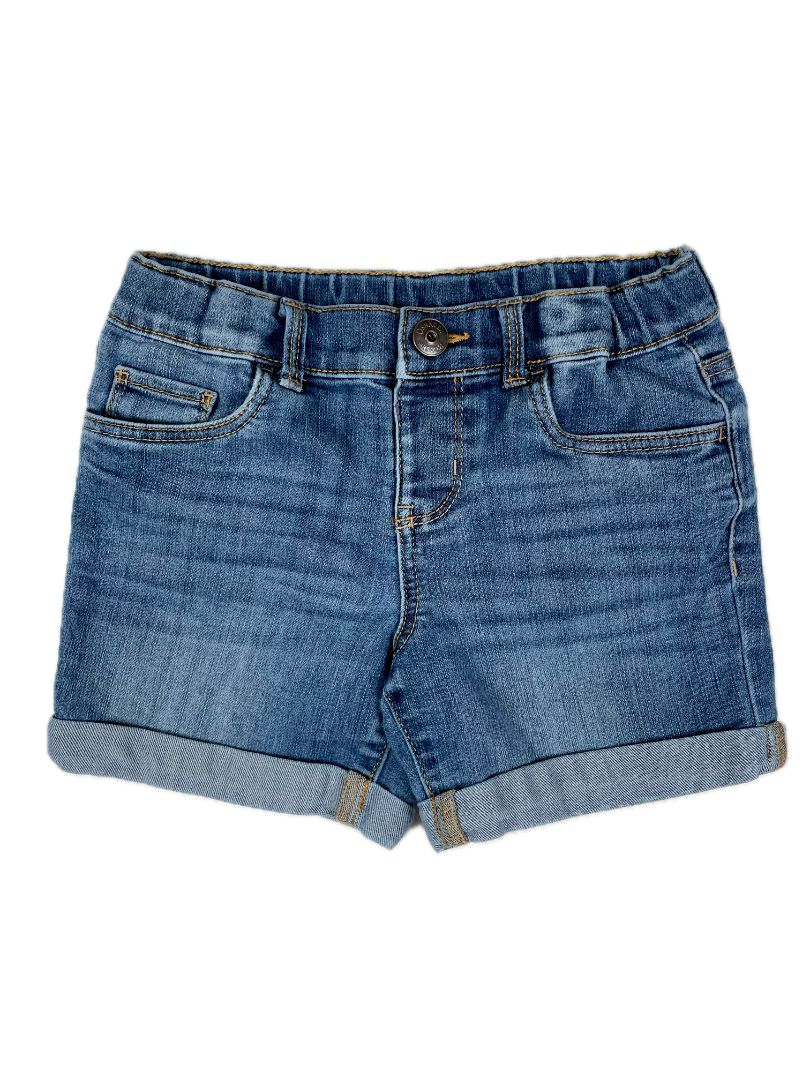 5/5T OshKosh B'Gosh, Blue, Pull-on denim shorts w/ snap button