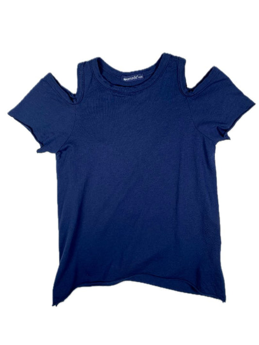 4/4T LAmade, Blue, Short-sleeve shirt w/ cutouts at shoulders, Supima cotton mix