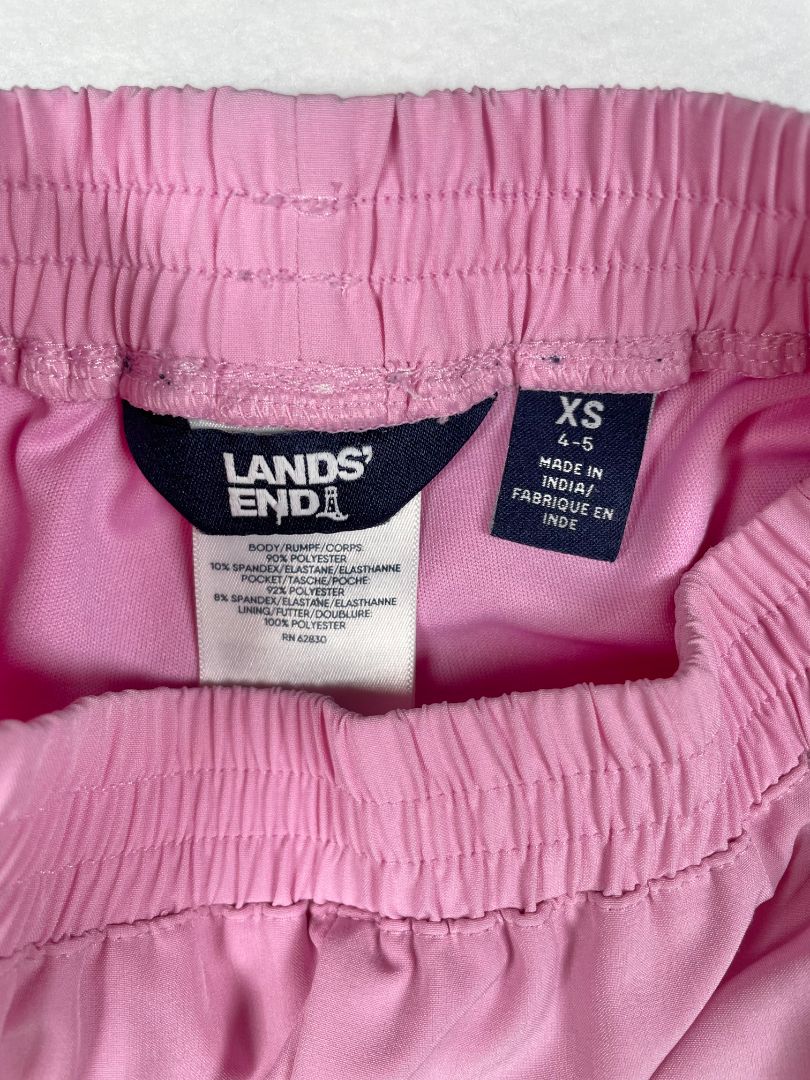 4-5 Lands' End, Pink, Activewear shorts w/ orange mesh side pockets