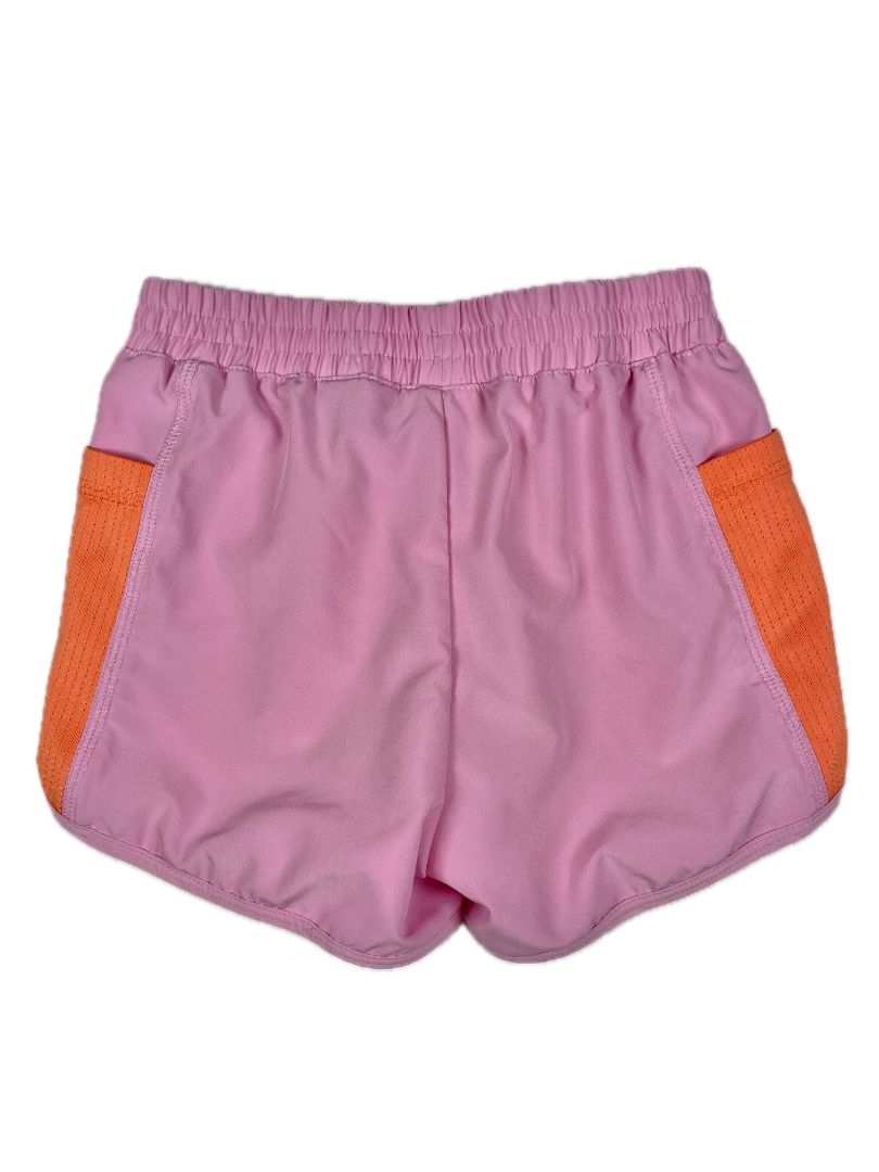 4-5 Lands' End, Pink, Activewear shorts w/ orange mesh side pockets