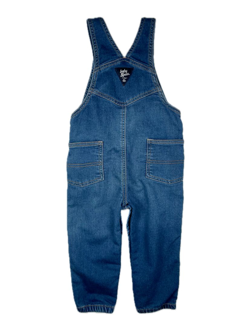 24 mo OshKosh B'Gosh, Blue, Denim overalls w/ snap legs & adjustable straps - soft + slight stretch