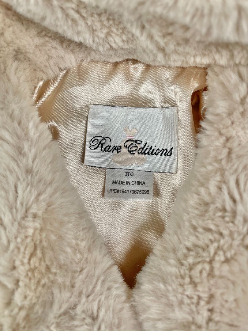 3/3T Rare Editions, Cream, Soft faux fur cropped jacket w/ collar